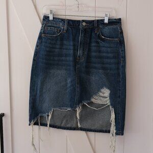 Lovervet by Vervet Asymmetrical distressed denim jean skirt  - Medium
